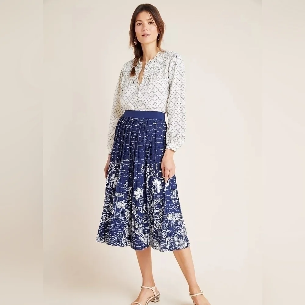 NWT Anthropologie Haven Pleated Knit Midi Skirt size Medium - Picture 1 of 9